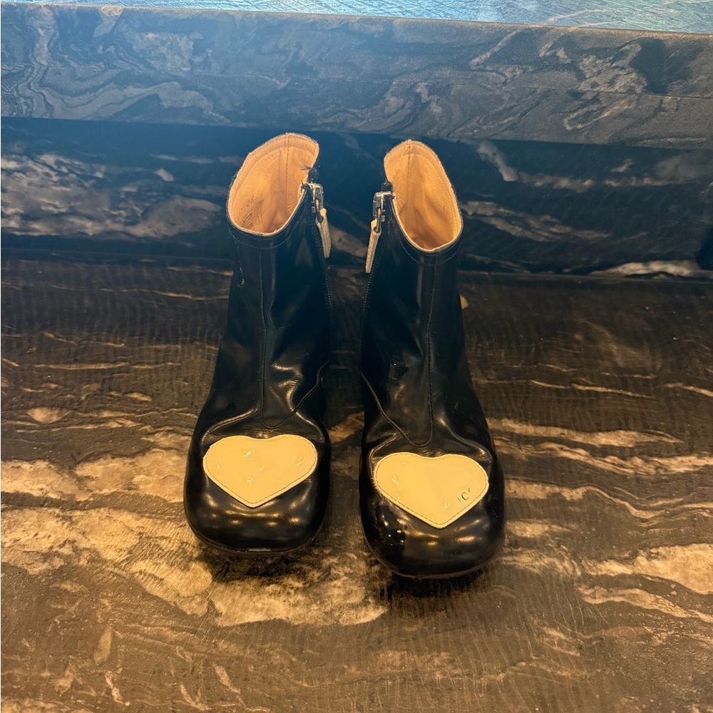 Black Ankle Boots with Heart Detail
